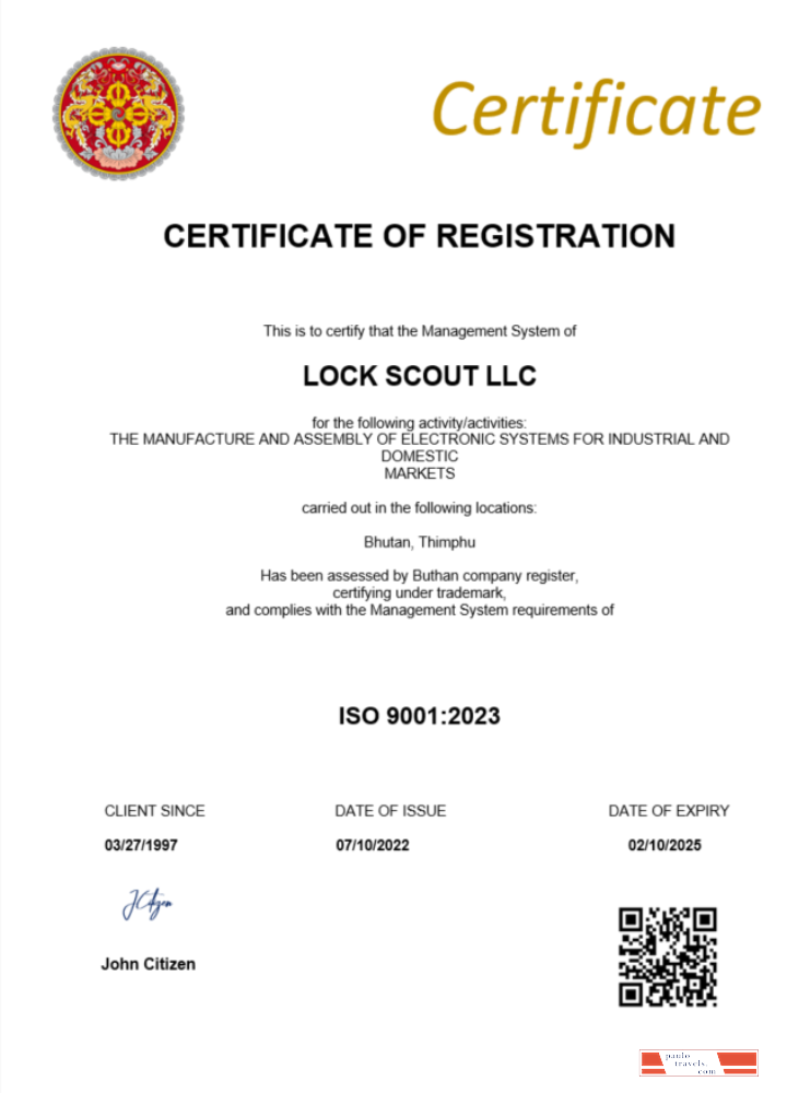 Bhutan certificate of registration Word and PDF template